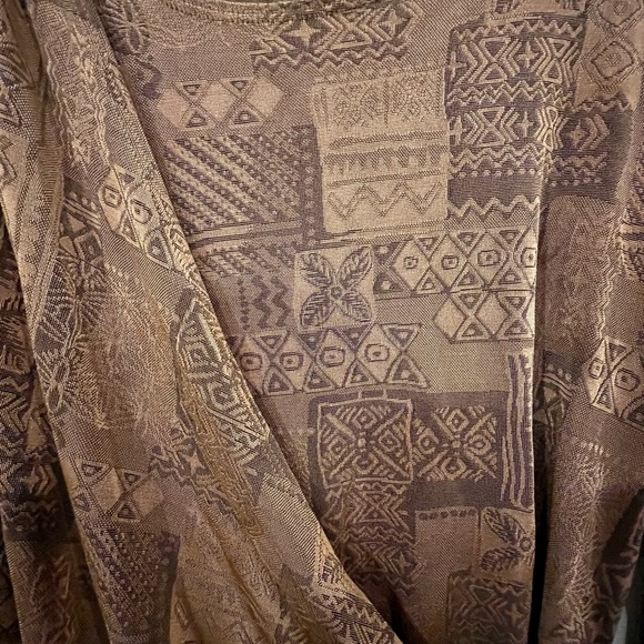 Citiknit Wrap Around Blouse Top, Artsy Geometric Print, Brown, Woman’s Size S - Picture 6 of 7